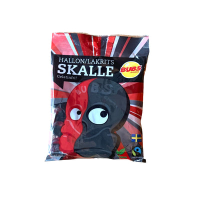 Bubs, Mini Himbeer Lakritz skulls, Rote Paulis, Tüte