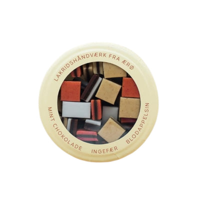 Hattesens Lakridskonfekt, Lakritz, Minzschokolade, Ingwer, Blutorange, Dose creme